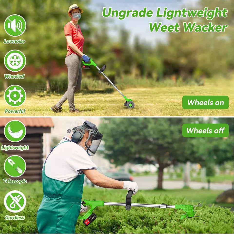Lisslune | Powerful Electric Battery Operated Cordless Weed Eater / Grass Trimmer