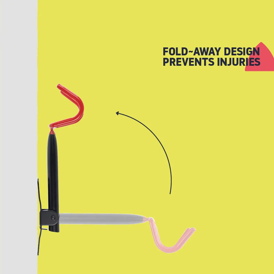 Lisslune | Folding Bike Wall Hook – Space-Saving Bike Hook with Protective Hooks