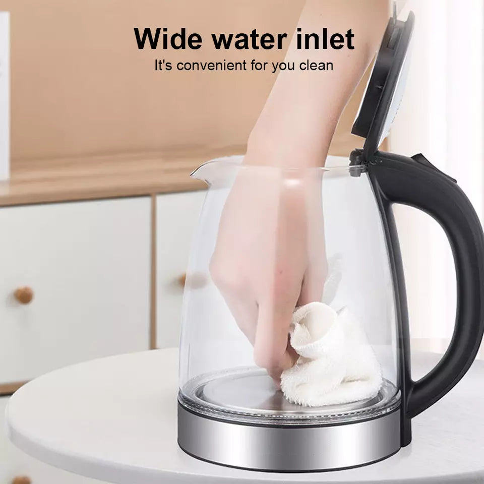 Lisslune | Electric Kettle | 1.8L, 3000W, Rapid Boil, Auto Shut-Off & Borosilicate Glass for Tea, Coffee & Instant Meals