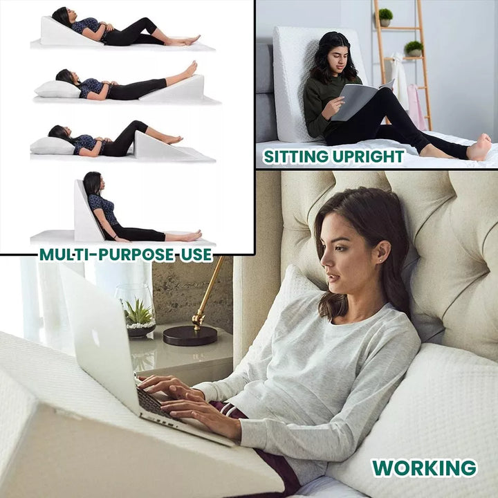 Lisslune | Large Triangle Wedge Pillow | Adjustable Foam for Acid Reflux, Back Pain & Post-Surgery Recovery