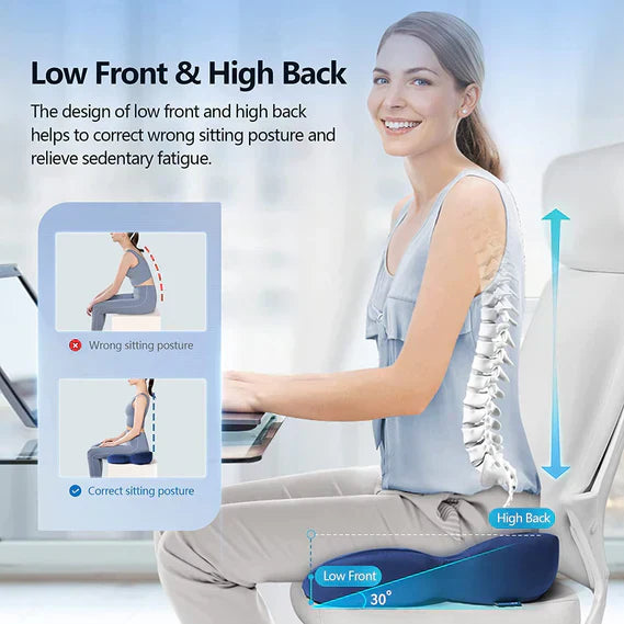 Lisslune | OrthoComfort Seat Cushion with Memory Foam and Ergonomic Shape