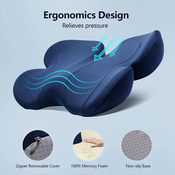 Lisslune | OrthoComfort Seat Cushion with Memory Foam and Ergonomic Shape