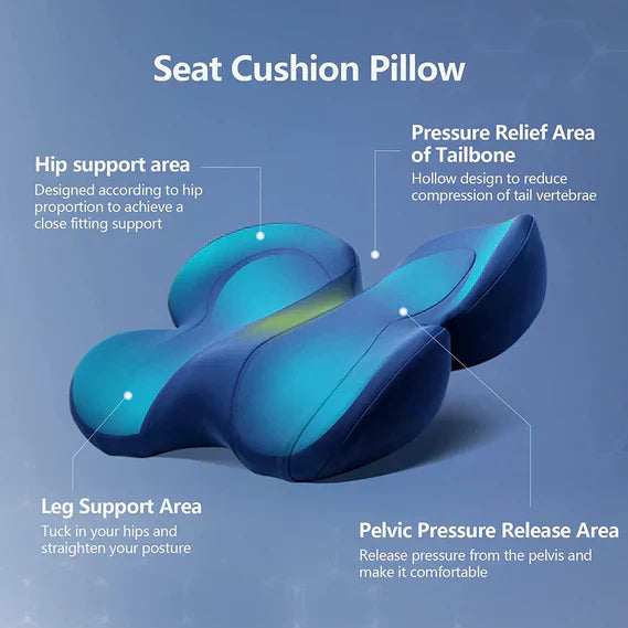 Lisslune | OrthoComfort Seat Cushion with Memory Foam and Ergonomic Shape
