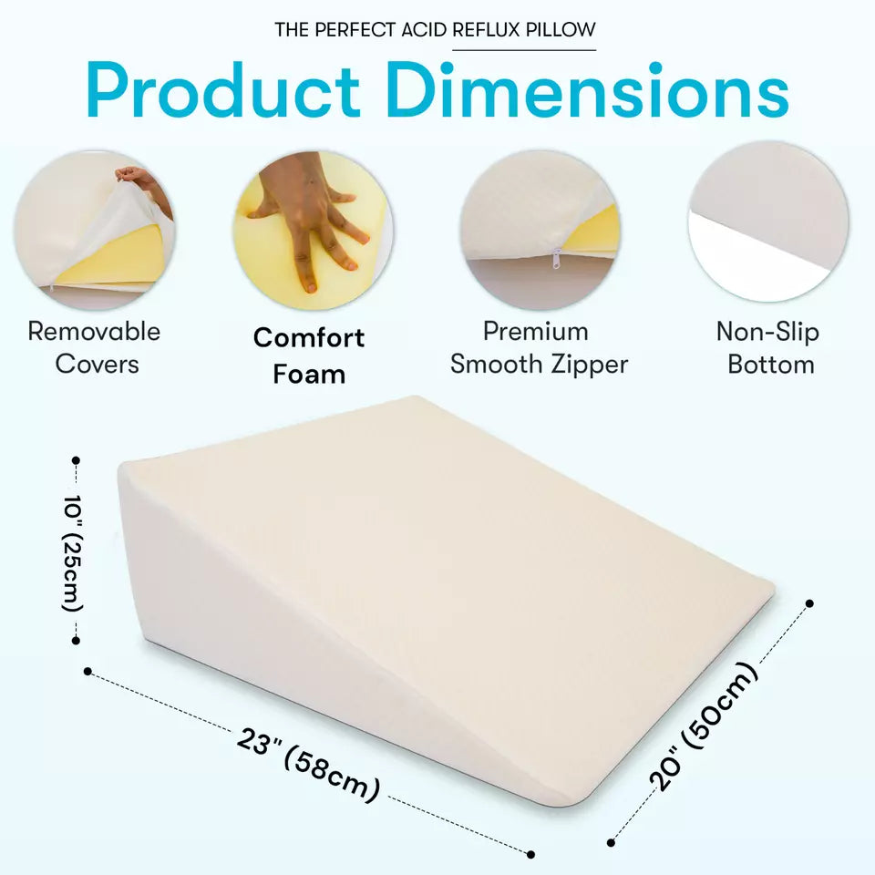 Lisslune | Large Triangle Wedge Pillow | Adjustable Foam for Acid Reflux, Back Pain & Post-Surgery Recovery