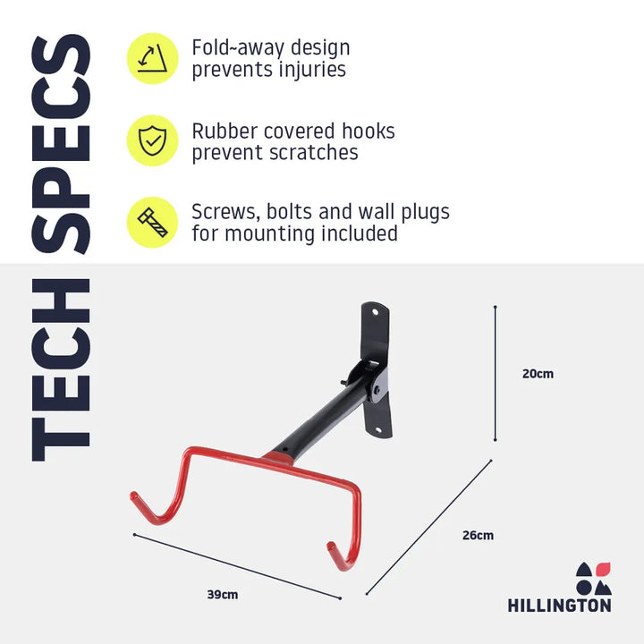 Lisslune | Folding Bike Wall Hook – Space-Saving Bike Hook with Protective Hooks