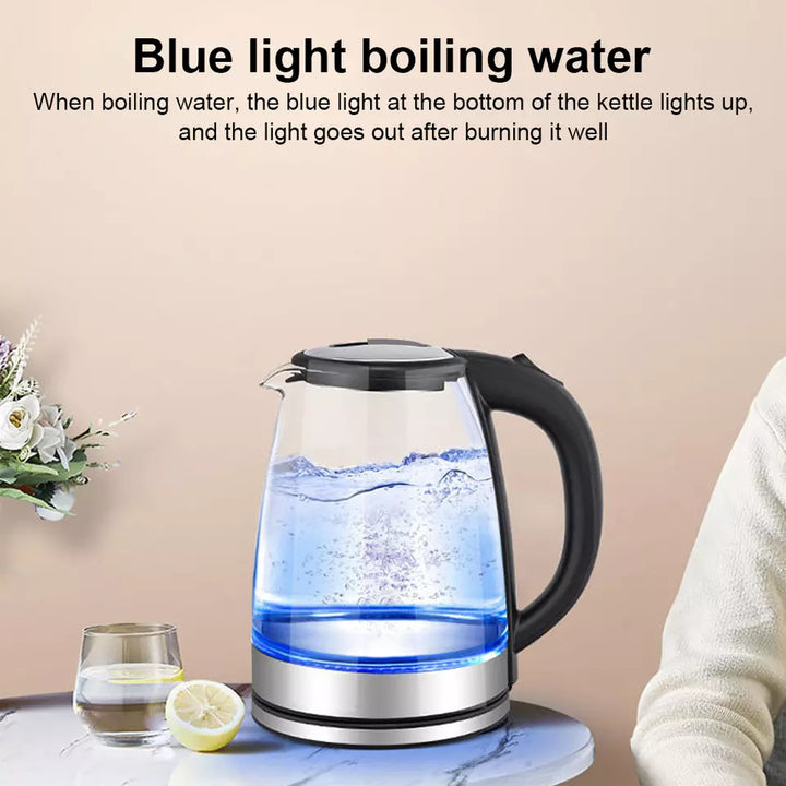 Lisslune | Electric Kettle | 1.8L, 3000W, Rapid Boil, Auto Shut-Off & Borosilicate Glass for Tea, Coffee & Instant Meals
