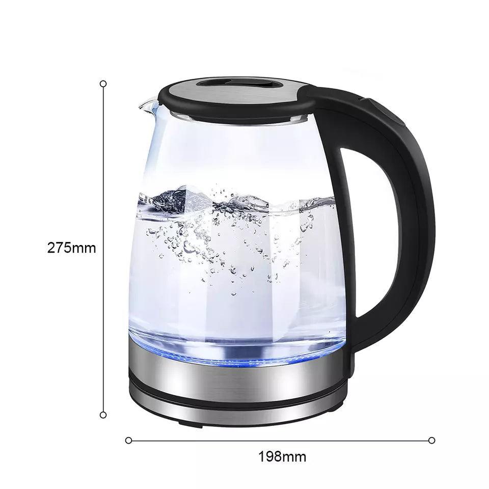 Lisslune | Electric Kettle | 1.8L, 3000W, Rapid Boil, Auto Shut-Off & Borosilicate Glass for Tea, Coffee & Instant Meals
