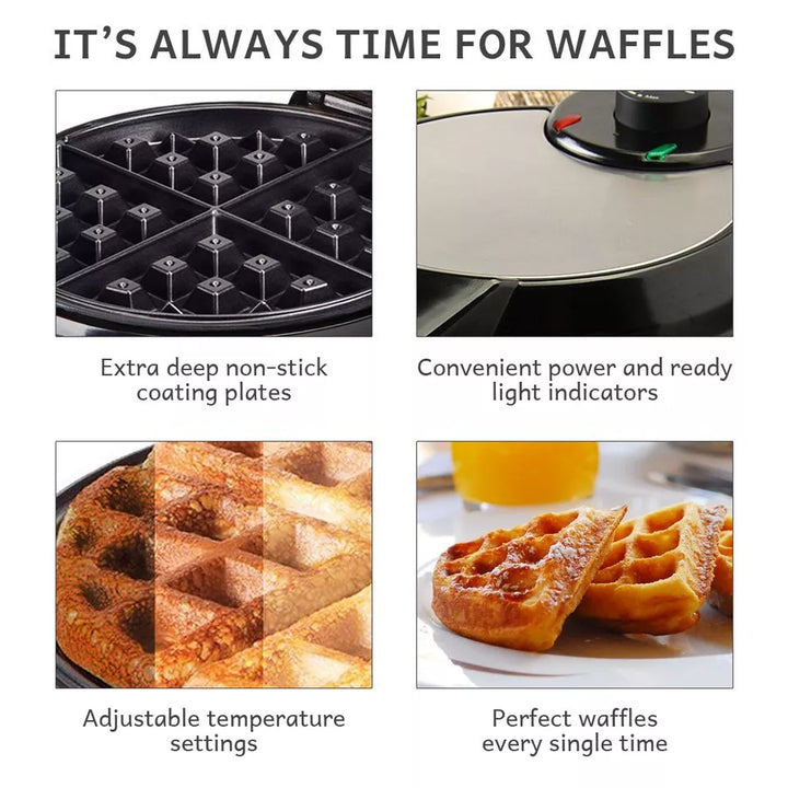 Lisslune | Deep-Fill Waffle Maker | Non-Stick, Adjustable Temperature & Compact Design for Homemade Belgian Waffles