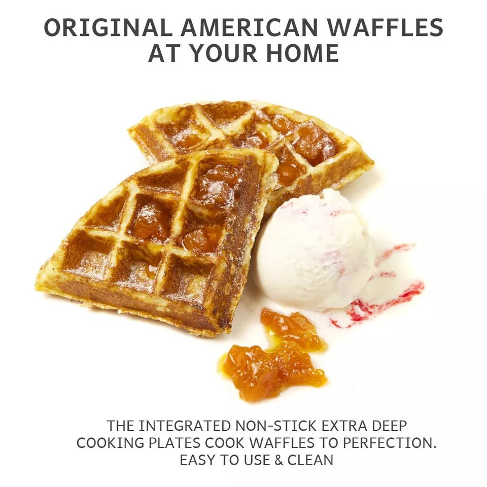 Lisslune | Deep-Fill Waffle Maker | Non-Stick, Adjustable Temperature & Compact Design for Homemade Belgian Waffles