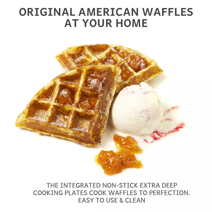 Lisslune | Deep-Fill Waffle Maker | Non-Stick, Adjustable Temperature & Compact Design for Homemade Belgian Waffles
