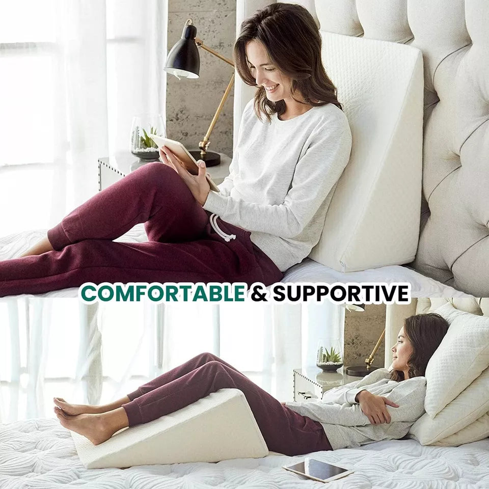 Lisslune | Large Triangle Wedge Pillow | Adjustable Foam for Acid Reflux, Back Pain & Post-Surgery Recovery