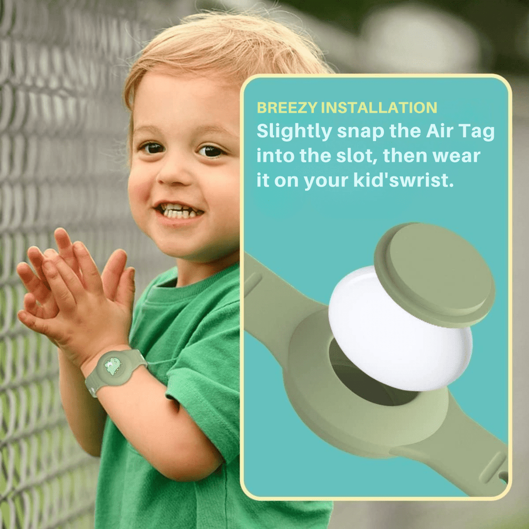 Lisslune | SAFESNUG – Kids’ Airtag Bracelet with Fun Dino Design