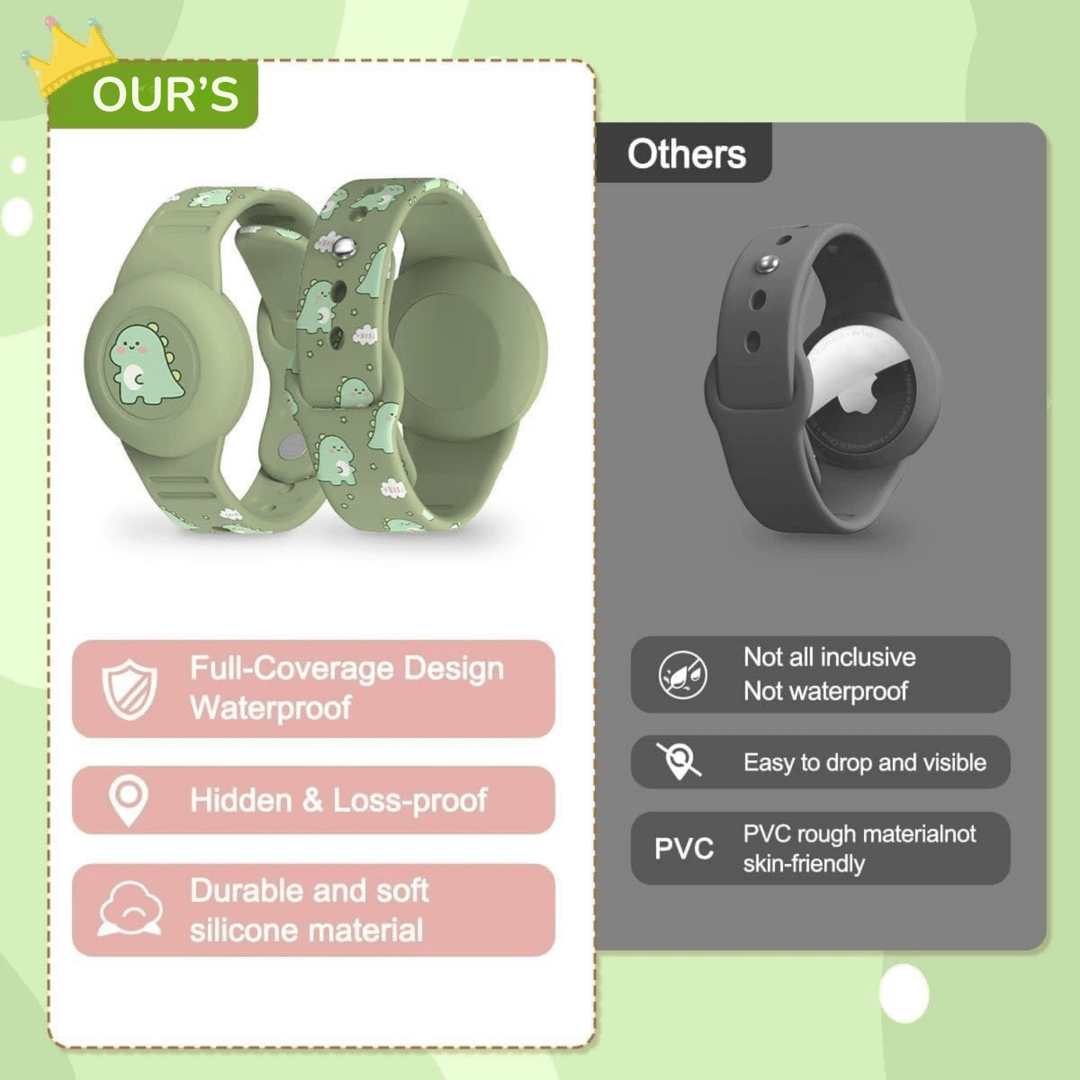 Lisslune | SAFESNUG – Kids’ Airtag Bracelet with Fun Dino Design