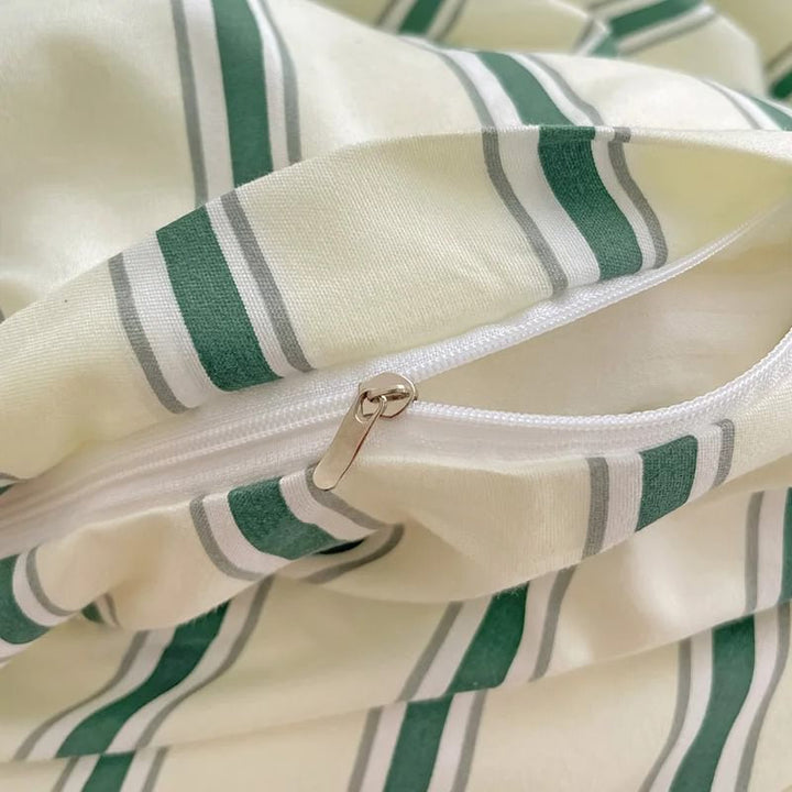 Rynx | Minimalist Green Striped Sage Bedding Set