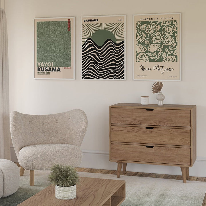 Lisslune | Sage Green Matisse Yayoi Kusama Exhibition Poster