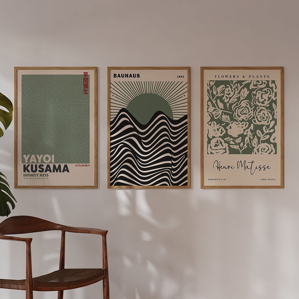 Lisslune | Sage Green Matisse Yayoi Kusama Exhibition Poster