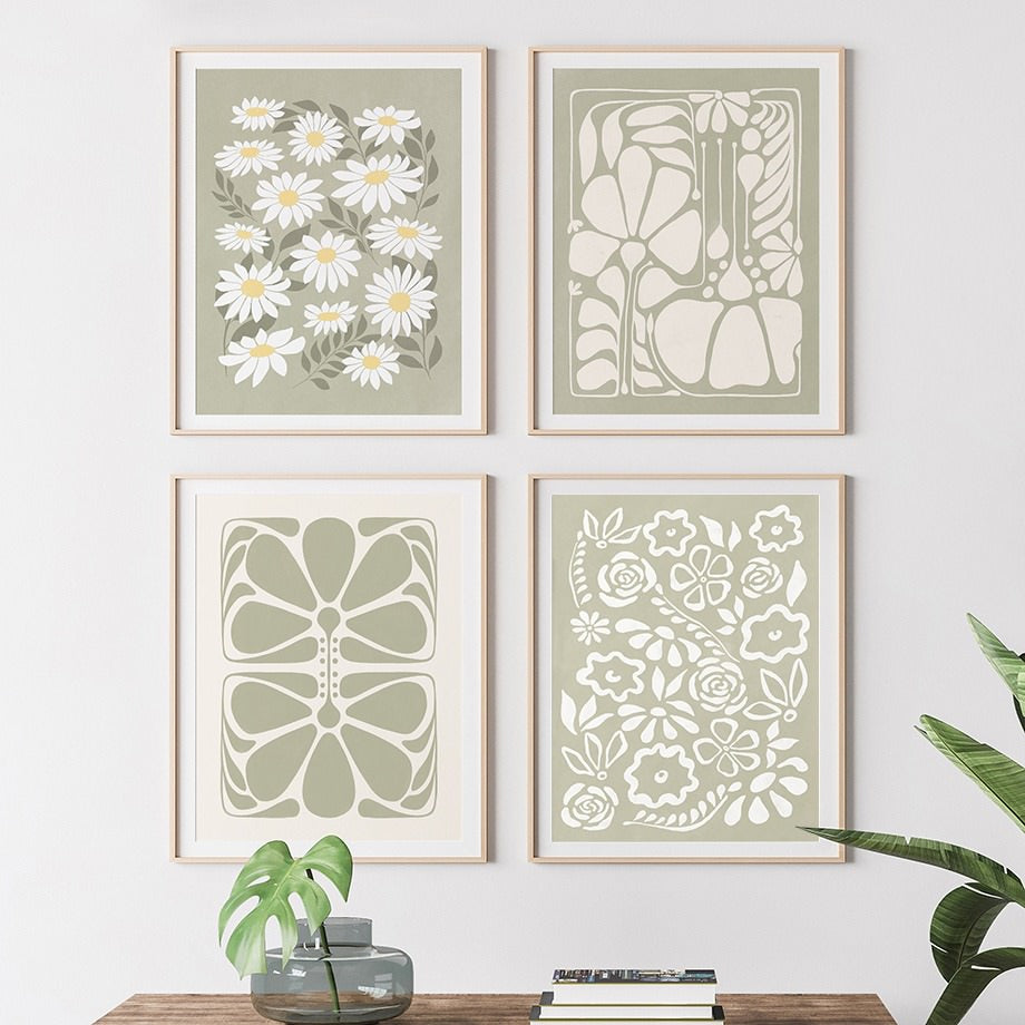 Rynx | Sage Green Flower Canvas Poster