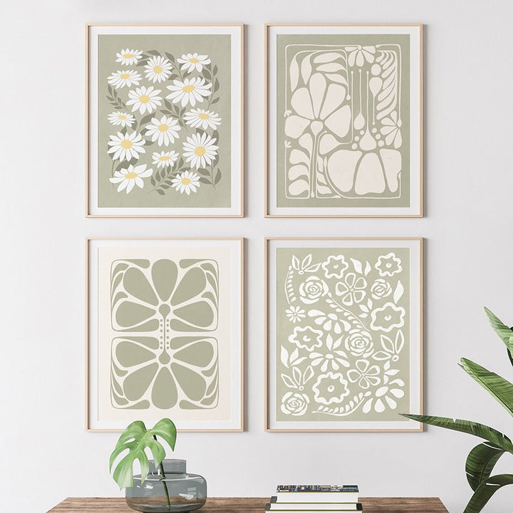 Rynx | Sage Green Flower Canvas Poster