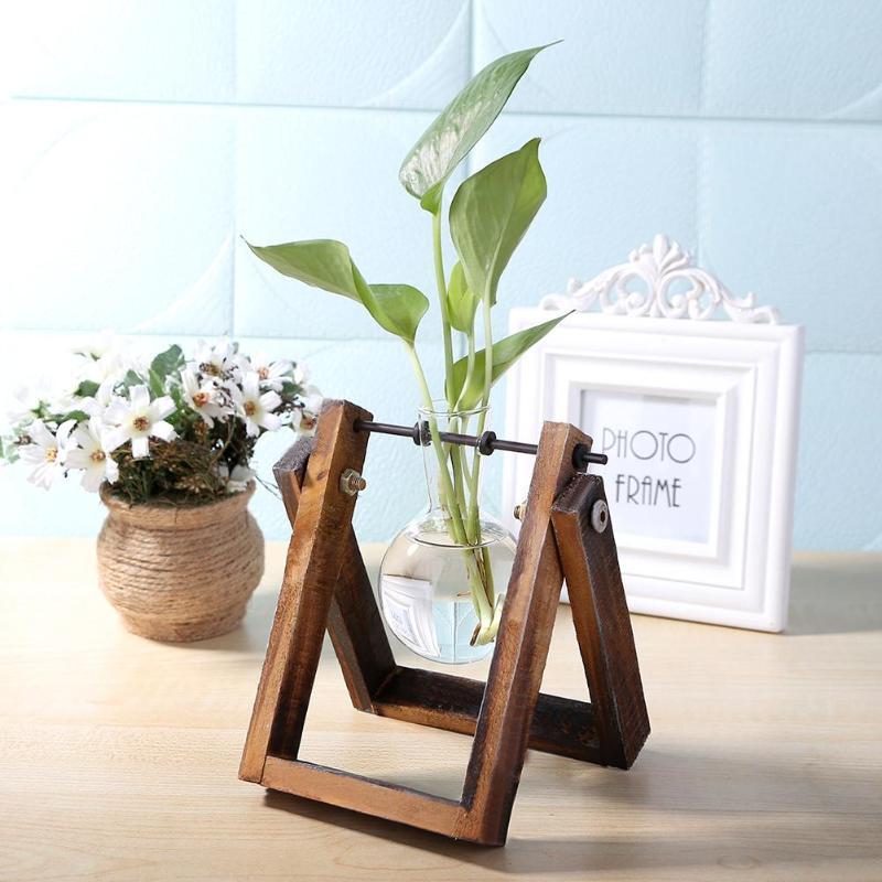 Lisslune | Tabletop Clear Glass and Wooden Vases