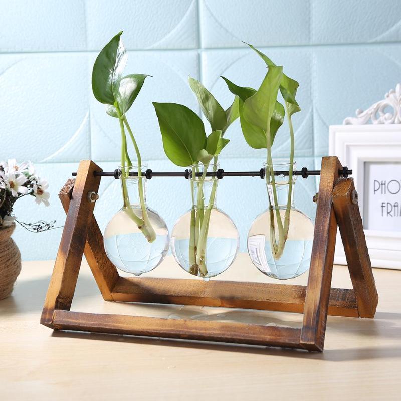 Lisslune | Tabletop Clear Glass and Wooden Vases