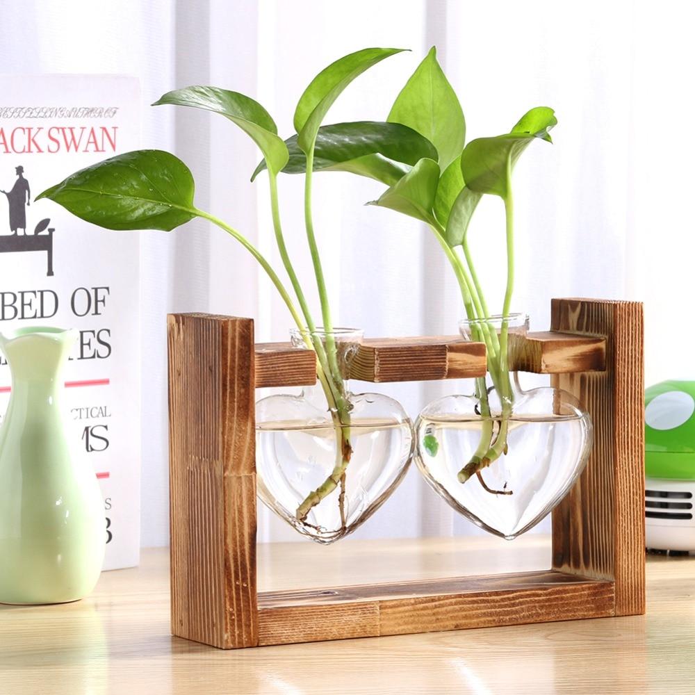 Lisslune | Tabletop Clear Glass and Wooden Vases