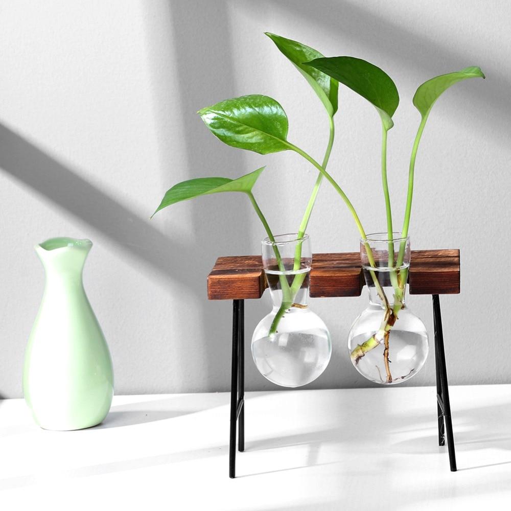 Lisslune | Tabletop Clear Glass and Wooden Vases
