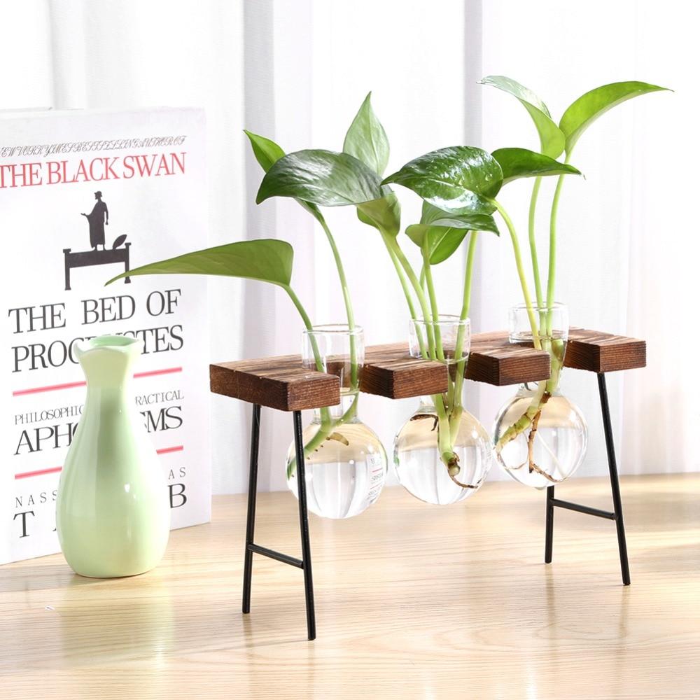 Lisslune | Tabletop Clear Glass and Wooden Vases