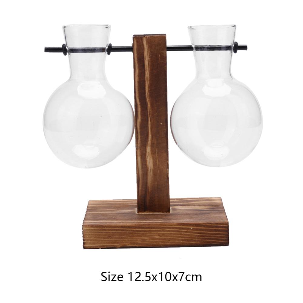 Lisslune | Tabletop Clear Glass and Wooden Vases