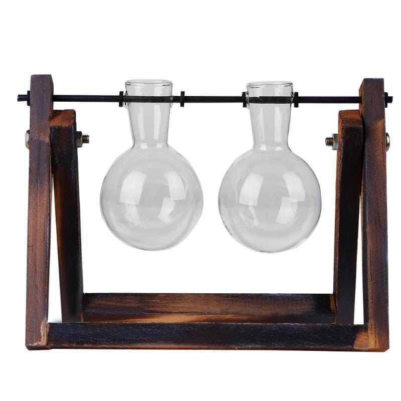 Lisslune | Tabletop Clear Glass and Wooden Vases