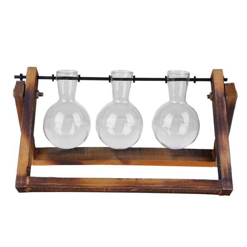 Lisslune | Tabletop Clear Glass and Wooden Vases