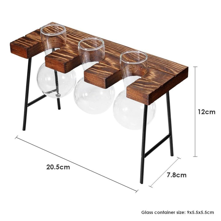 Lisslune | Tabletop Clear Glass and Wooden Vases