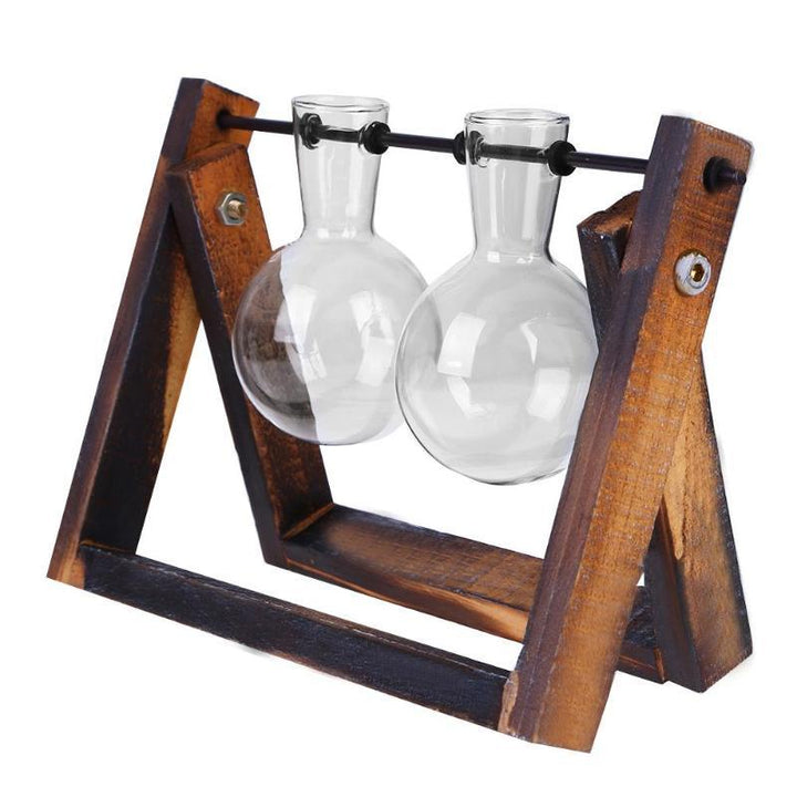 Lisslune | Tabletop Clear Glass and Wooden Vases