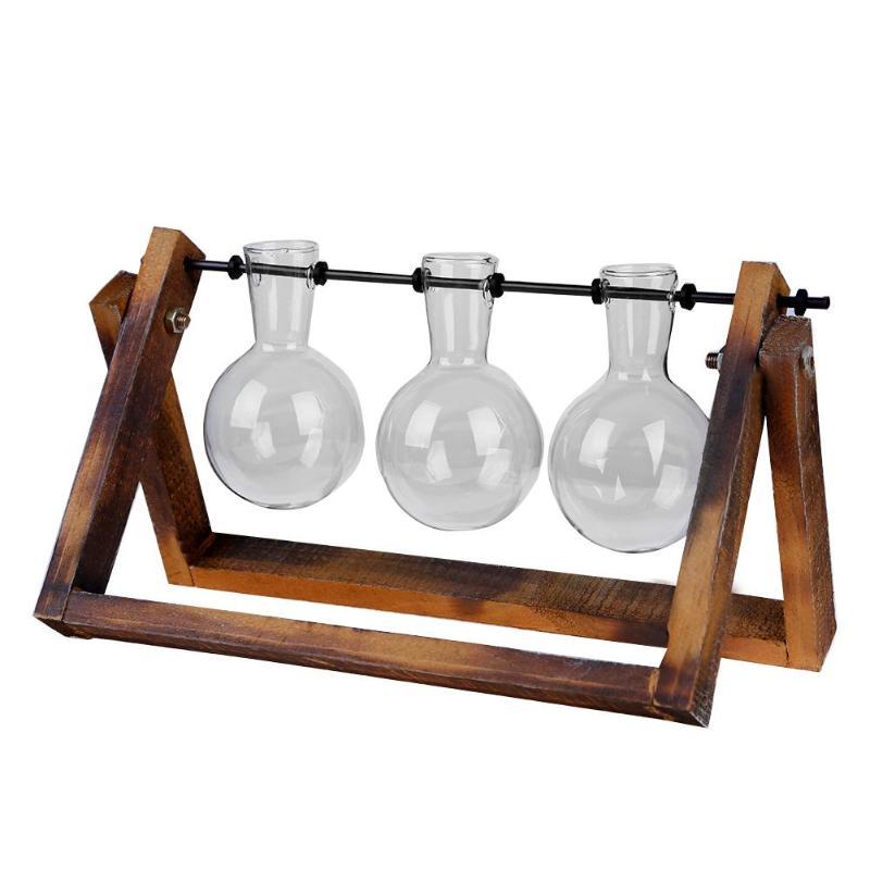 Lisslune | Tabletop Clear Glass and Wooden Vases