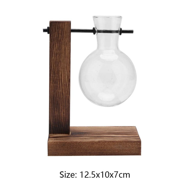 Lisslune | Tabletop Clear Glass and Wooden Vases