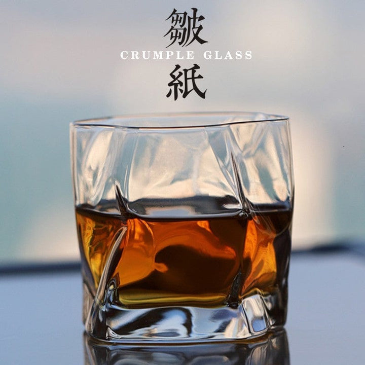Lisslune | Japanese Style Edo Crystal Crumpled Paper Whisky Glass