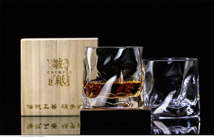 Lisslune | Japanese Style Edo Crystal Crumpled Paper Whisky Glass