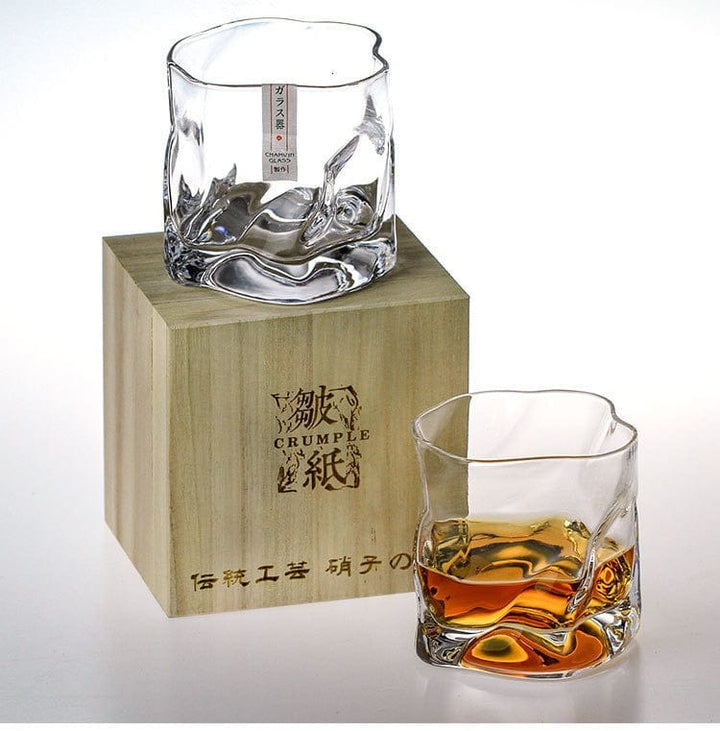 Lisslune | Japanese Style Edo Crystal Crumpled Paper Whisky Glass