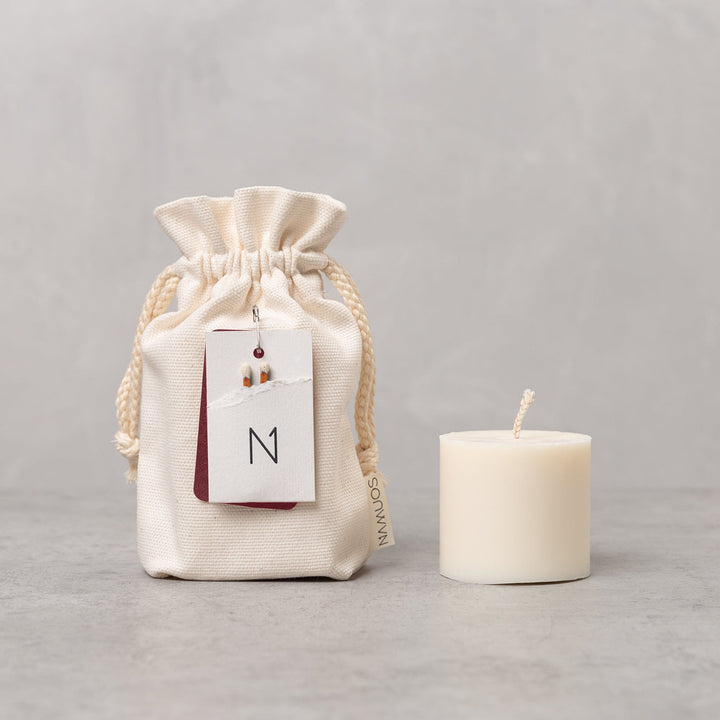 Lisslune | Vegan round ivory pillar candles | Rapeseed wax
