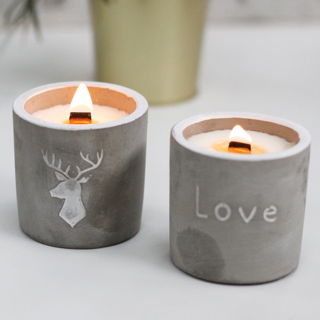 Lisslune | Medium soy wax candles in concrete pots
