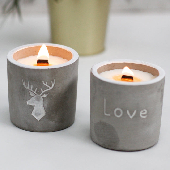 Lisslune | Medium soy wax candles in concrete pots