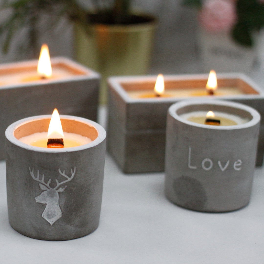 Lisslune | Medium soy wax candles in concrete pots