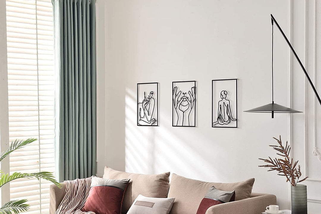 Lisslune | Minimalist Woman Metal Line Art | Black and Gold Metal Wall Art