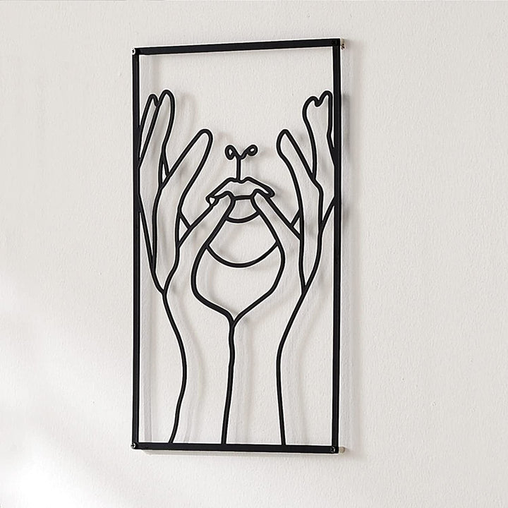Lisslune | Minimalist Woman Metal Line Art | Black and Gold Metal Wall Art
