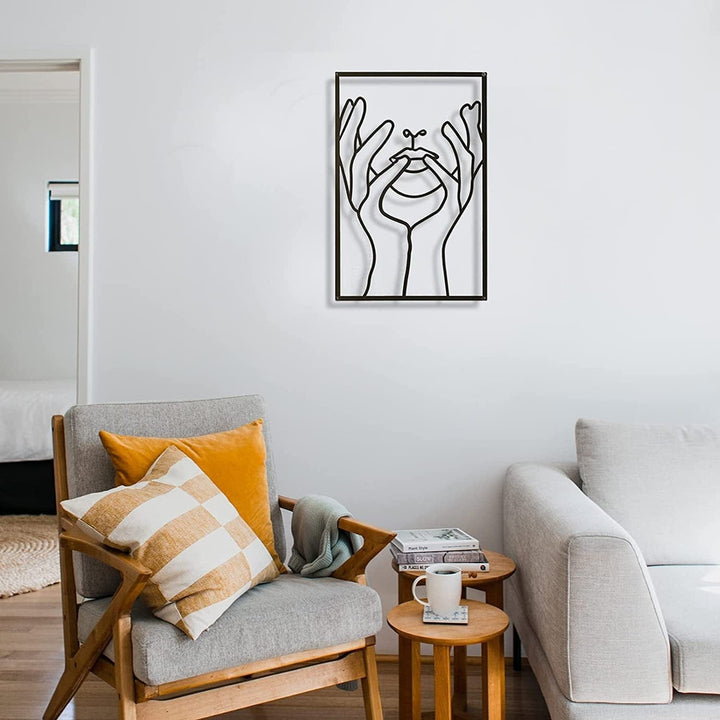 Lisslune | Minimalist Woman Metal Line Art | Black and Gold Metal Wall Art