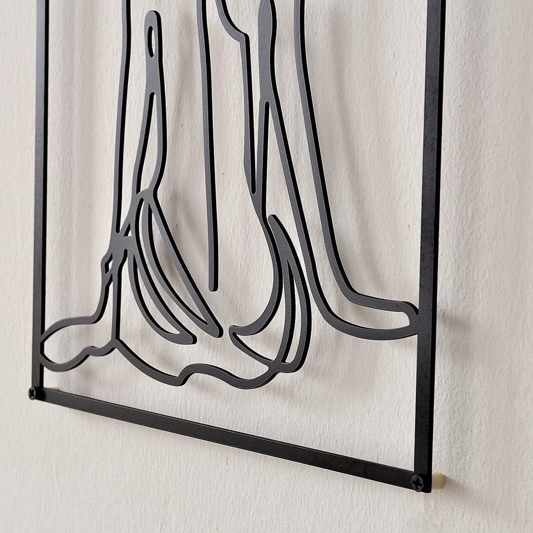 Lisslune | Minimalist Woman Metal Line Art | Black and Gold Metal Wall Art