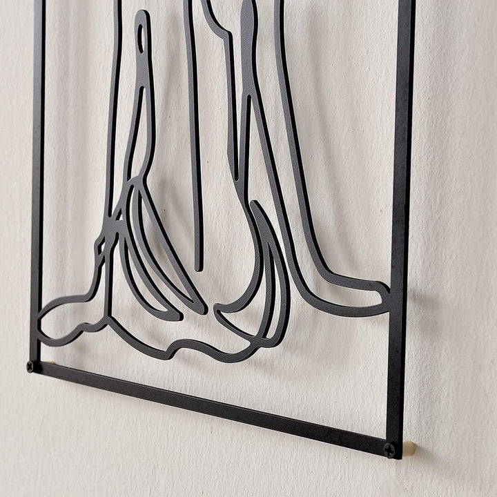 Lisslune | Minimalist Woman Metal Line Art | Black and Gold Metal Wall Art