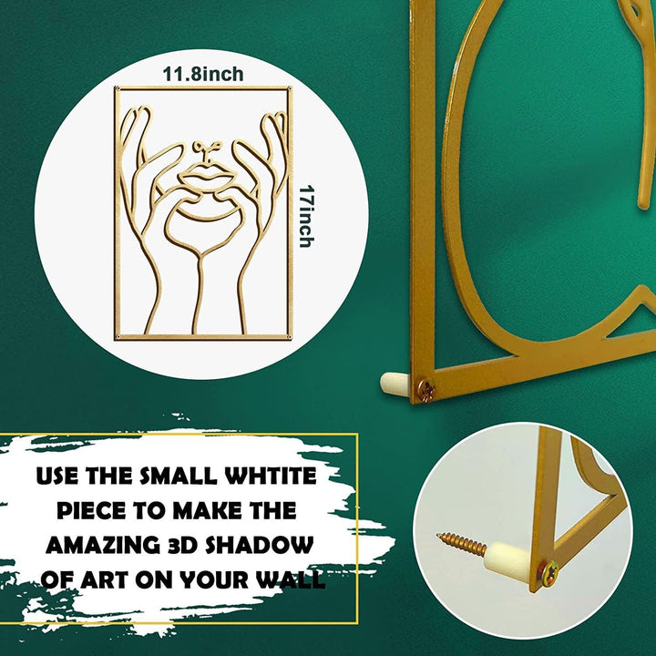 Lisslune | Minimalist Woman Metal Line Art | Black and Gold Metal Wall Art