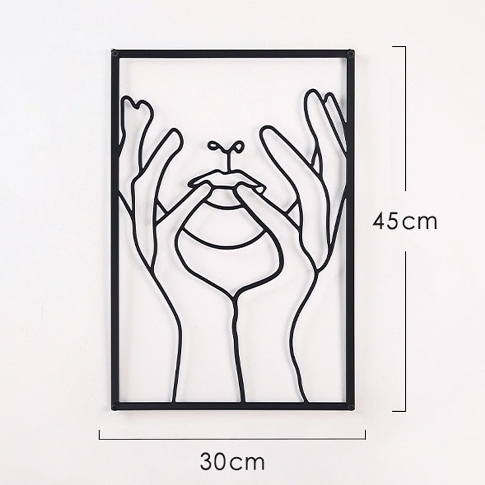 Lisslune | Minimalist Woman Metal Line Art | Black and Gold Metal Wall Art