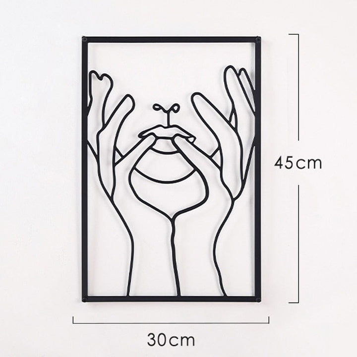 Lisslune | Minimalist Woman Metal Line Art | Black and Gold Metal Wall Art