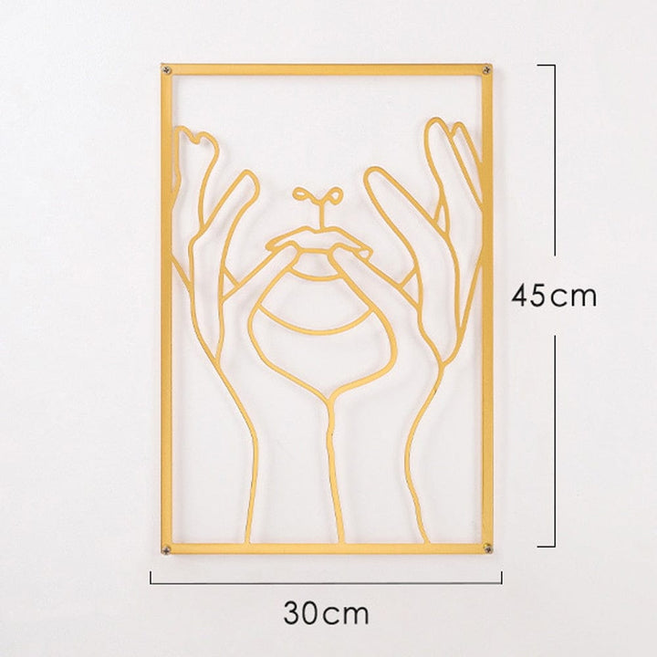Lisslune | Minimalist Woman Metal Line Art | Black and Gold Metal Wall Art